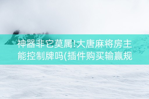 神器非它莫属!大唐麻将房主能控制牌吗(插件购买输赢规律)