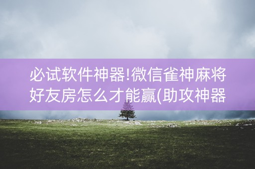必试软件神器!微信雀神麻将好友房怎么才能赢(助攻神器)
