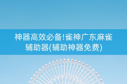 神器高效必备!雀神广东麻雀辅助器(辅助神器免费)