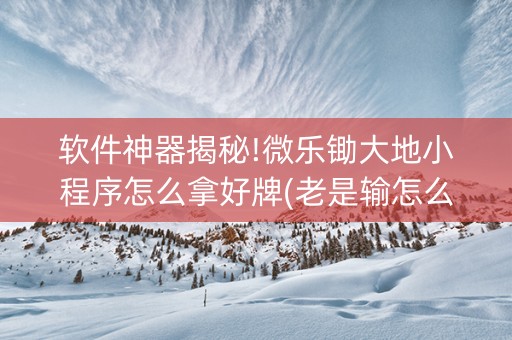 软件神器揭秘!微乐锄大地小程序怎么拿好牌(老是输怎么办)