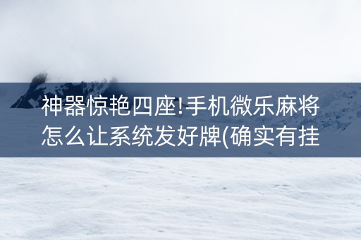 神器惊艳四座!手机微乐麻将怎么让系统发好牌(确实有挂吗)