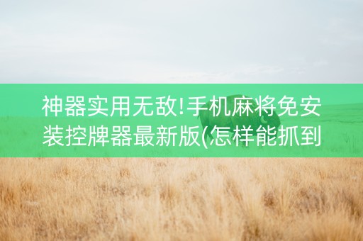 神器实用无敌!手机麻将免安装控牌器最新版(怎样能抓到好牌)