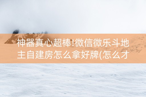 神器真心超棒!微信微乐斗地主自建房怎么拿好牌(怎么才能赢)