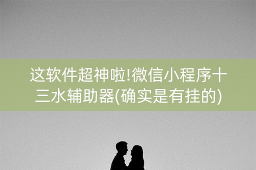 这软件超神啦!微信小程序十三水辅助器(确实是有挂的)