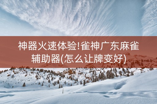 神器火速体验!雀神广东麻雀辅助器(怎么让牌变好)