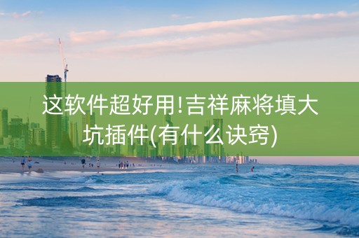 这软件超好用!吉祥麻将填大坑插件(有什么诀窍)