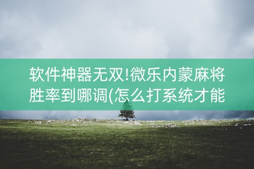 软件神器无双!微乐内蒙麻将胜率到哪调(怎么打系统才能给好牌)