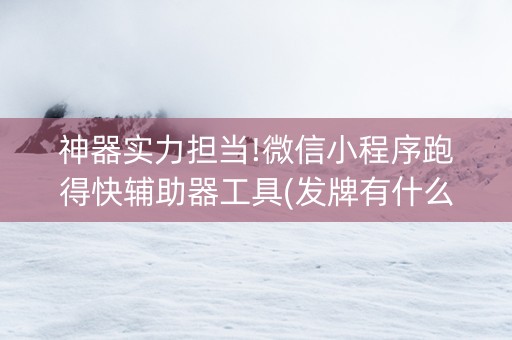 神器实力担当!微信小程序跑得快辅助器工具(发牌有什么规律吗)