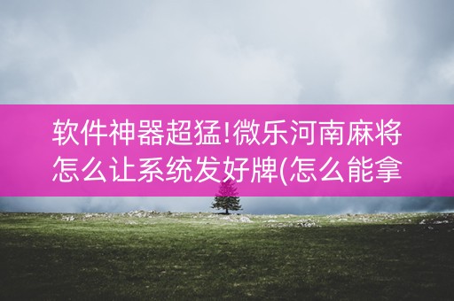 软件神器超猛!微乐河南麻将怎么让系统发好牌(怎么能拿好牌)