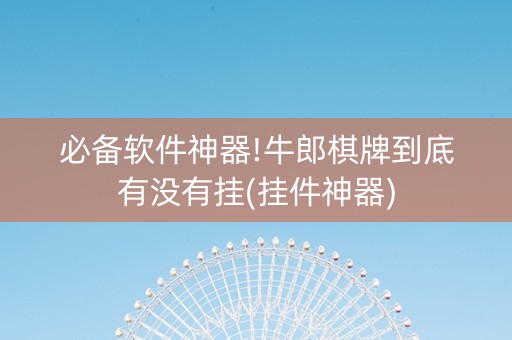 必备软件神器!牛郎棋牌到底有没有挂(挂件神器)