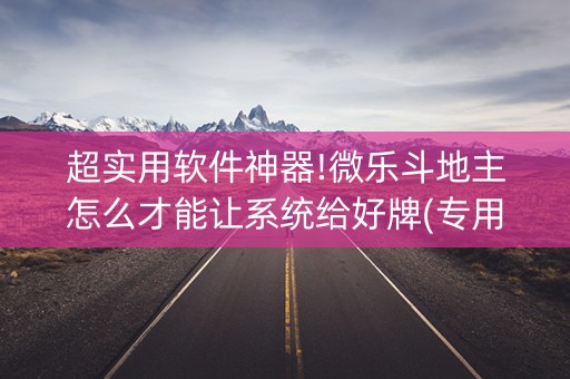 超实用软件神器!微乐斗地主怎么才能让系统给好牌(专用神器)