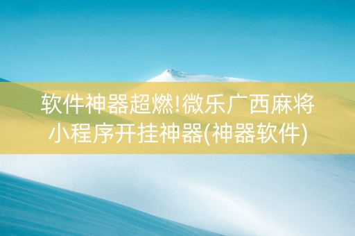 软件神器超燃!微乐广西麻将小程序开挂神器(神器软件)