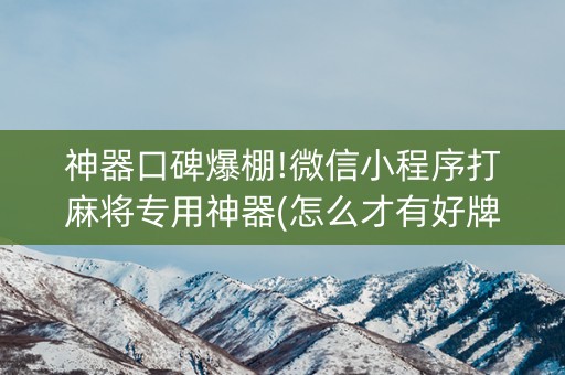 神器口碑爆棚!微信小程序打麻将专用神器(怎么才有好牌)