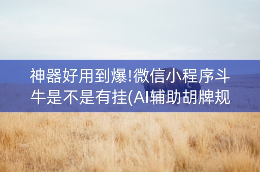 神器好用到爆!微信小程序斗牛是不是有挂(AI辅助胡牌规则)
