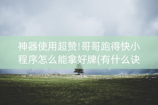 神器使用超赞!哥哥跑得快小程序怎么能拿好牌(有什么诀窍)