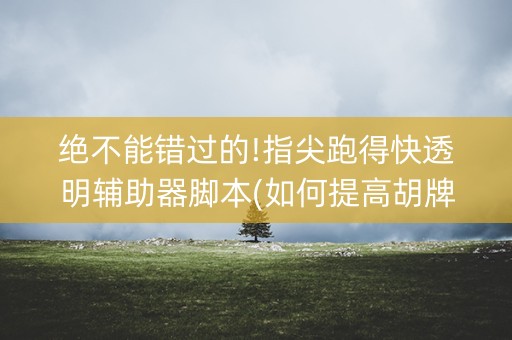 绝不能错过的!指尖跑得快透明辅助器脚本(如何提高胡牌率)