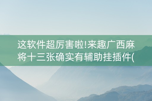 这软件超厉害啦!来趣广西麻将十三张确实有辅助挂插件(好友约战老是输)