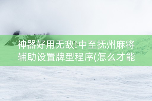 神器好用无敌!中至抚州麻将辅助设置牌型程序(怎么才能起到好牌)