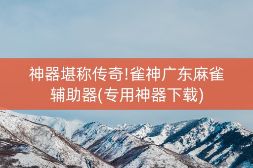 神器堪称传奇!雀神广东麻雀辅助器(专用神器下载)