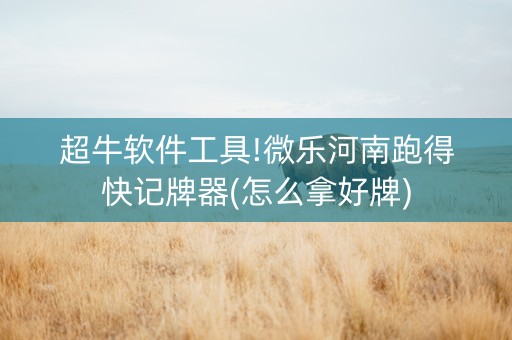超牛软件工具!微乐河南跑得快记牌器(怎么拿好牌)