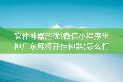 软件神器超优!微信小程序雀神广东麻将开挂神器(怎么打赢的几率大)
