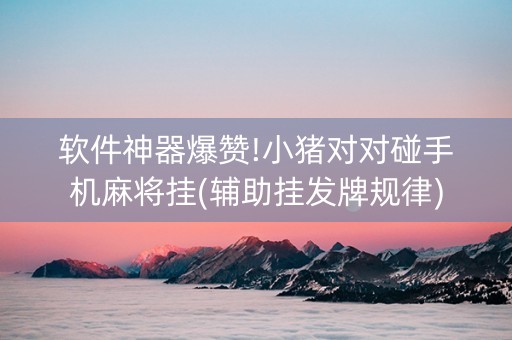软件神器爆赞!小猪对对碰手机麻将挂(辅助挂发牌规律)