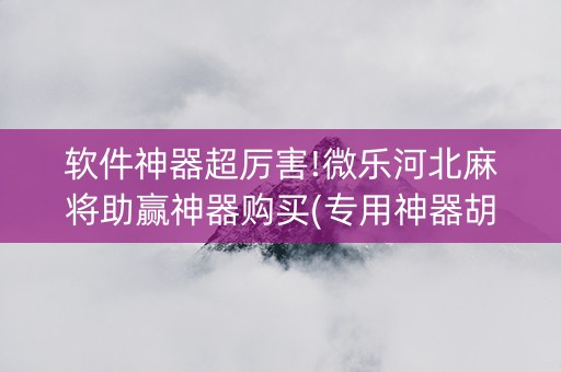软件神器超厉害!微乐河北麻将助赢神器购买(专用神器胡牌技巧)
