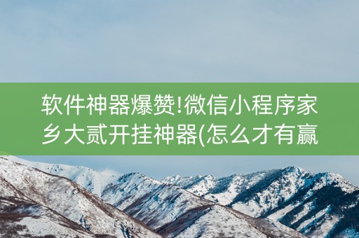 软件神器爆赞!微信小程序家乡大贰开挂神器(怎么才有赢的几率)