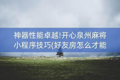 神器性能卓越!开心泉州麻将小程序技巧(好友房怎么才能赢)