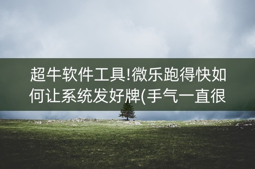 超牛软件工具!微乐跑得快如何让系统发好牌(手气一直很差)