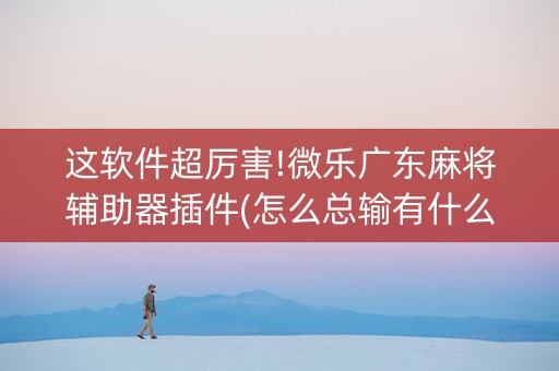 这软件超厉害!微乐广东麻将辅助器插件(怎么总输有什么猫腻)