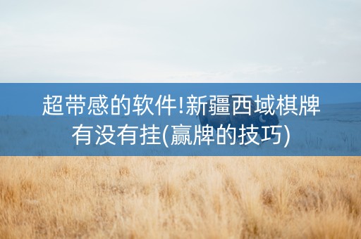 超带感的软件!新疆西域棋牌有没有挂(赢牌的技巧)
