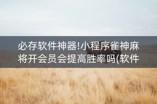 必存软件神器!小程序雀神麻将开会员会提高胜率吗(软件怎么打赢)