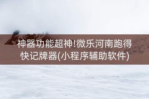 神器功能超神!微乐河南跑得快记牌器(小程序辅助软件)