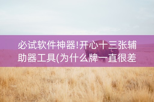 必试软件神器!开心十三张辅助器工具(为什么牌一直很差)