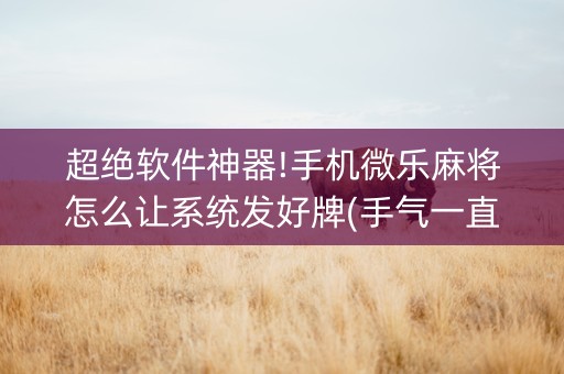 超绝软件神器!手机微乐麻将怎么让系统发好牌(手气一直很差)