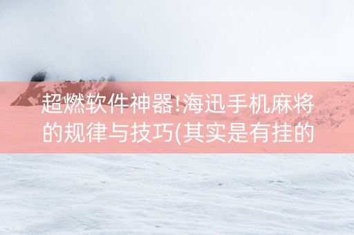 超燃软件神器!海迅手机麻将的规律与技巧(其实是有挂的)