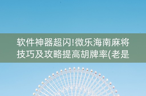 软件神器超闪!微乐海南麻将技巧及攻略提高胡牌率(老是输怎么办)