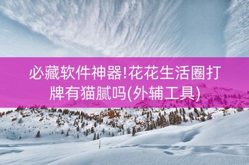 必藏软件神器!花花生活圈打牌有猫腻吗(外辅工具)