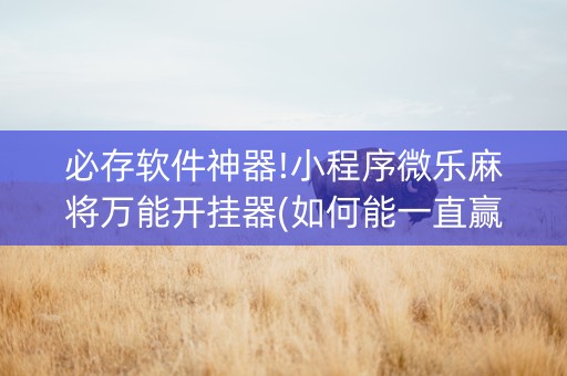 必存软件神器!小程序微乐麻将万能开挂器(如何能一直赢)