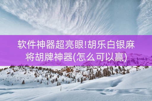 软件神器超亮眼!胡乐白银麻将胡牌神器(怎么可以赢)