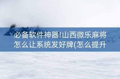 必备软件神器!山西微乐麻将怎么让系统发好牌(怎么提升胜率)