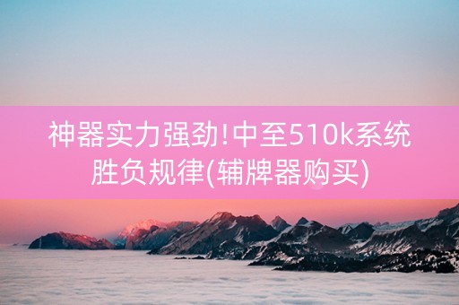 神器实力强劲!中至510k系统胜负规律(辅牌器购买)
