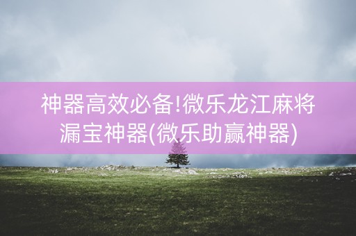 神器高效必备!微乐龙江麻将漏宝神器(微乐助赢神器)