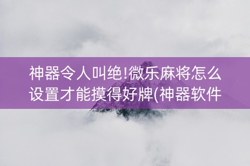 神器令人叫绝!微乐麻将怎么设置才能摸得好牌(神器软件)
