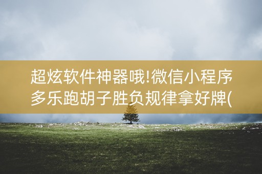 超炫软件神器哦!微信小程序多乐跑胡子胜负规律拿好牌(能控制输赢吗)