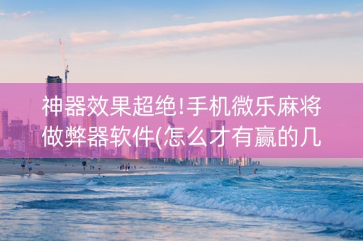 神器效果超绝!手机微乐麻将做弊器软件(怎么才有赢的几率)