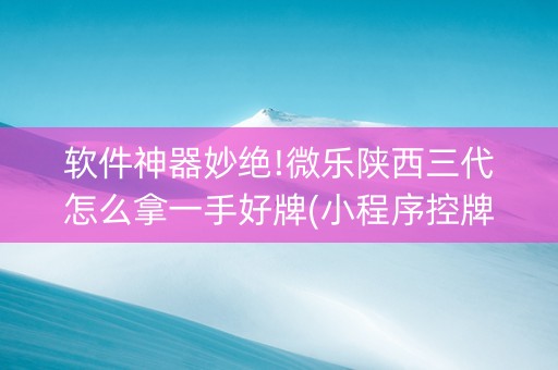 软件神器妙绝!微乐陕西三代怎么拿一手好牌(小程序控牌器)