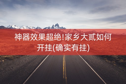 神器效果超绝!家乡大贰如何开挂(确实有挂)