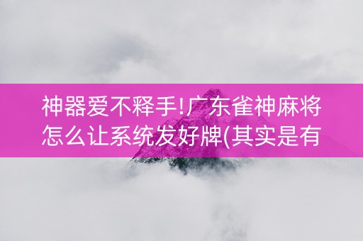 神器爱不释手!广东雀神麻将怎么让系统发好牌(其实是有挂确实有挂)